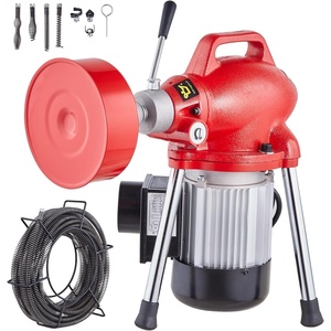 VEVOR Drain Cleaner Machine 66FT x 5/8 Inch, 250W Electric Sewer Snake Auger with 2 Sectional Steel Cables (66′ x 5/8″ and 15′ x 3/8″), 7 Cutters and CW/CCW Control for 1.6″ to 4″ Pipes(66Ft x 5/8Inch & 7 Cutters)