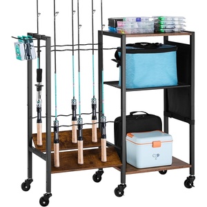 VEVOR Fishing Rod Holder for 12-Rods, Mobile Fishing Pole Rack Cart with Wheels, Fish Gear Equipment Organizer for Garage Home Indoor Use, for Tackle Box Reel Accessories Storage, Gifts for Men | Fish Gear Equipment Organizer, For Garage Home Indoor Use, For Tackle Box Reel Accessories Storage, Gifts for Men(12-Rods)
