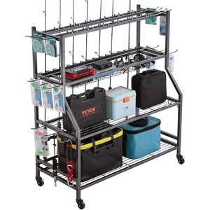 VEVOR Fishing Rod Holder for 12-Rods, Mobile Fishing Pole Rack Cart with Wheels, Fish Gear Equipment Organizer for Garage Home Indoor Use, for Tackle Box Reel Accessories Storage, Gifts for Men | Fish Gear Equipment Organizer, For Garage Home Indoor Use, For Tackle Box Reel Accessories Storage, Gifts for Men(15-Rods)