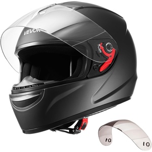 VEVOR Full Face Motorcycle Helmet DOT Approved, Dual Visor & Interchangeable Lens, Smart Street ABS Helmet Comfortable Motocross Helmet, Fit for Youth & Adults(Black)