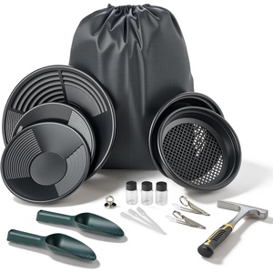 VEVOR Gold Panning Kit, 10 in and 14 in Pans, 19 PCS Portable Prospecting Equipment Kit with Classifier Sieves, Sand Magnet, Rock Pick, Scoops, Backpack, and Accessories, for Outdoor Gold Recovery(10 inch and 14 inch)