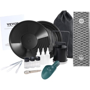 VEVOR Gold Panning Kit, 10 in and 14 in Pans, 19 PCS Portable Prospecting Equipment Kit with Classifier Sieves, Sand Magnet, Rock Pick, Scoops, Backpack, and Accessories, for Outdoor Gold Recovery(12 inch)