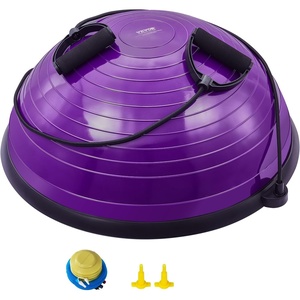 VEVOR Half Exercise Ball Trainer, 23/26 inch Balance Ball Trainer, 1500lbs Capacity Stability Ball, Yoga Ball with Resistance Bands & Foot Pump, Strength Fitness Ball for Home Gym Full Body Workout(23″ Ripple Purple)