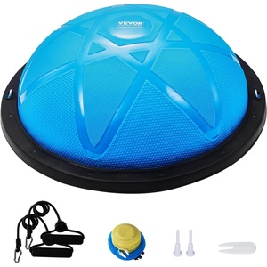 VEVOR Half Exercise Ball Trainer, 23/26 inch Balance Ball Trainer, 1500lbs Capacity Stability Ball, Yoga Ball with Resistance Bands & Foot Pump, Strength Fitness Ball for Home Gym Full Body Workout(23″ Particle Blue)