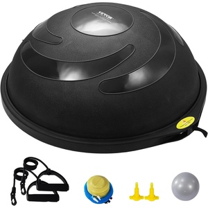 VEVOR Half Exercise Ball Trainer, 23/26 inch Balance Ball Trainer, 1500lbs Capacity Stability Ball, Yoga Ball with Resistance Bands & Foot Pump, Strength Fitness Ball for Home Gym Full Body Workout(26″ Waterflow Black)