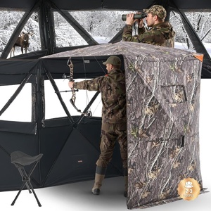 VEVOR Hunting Blind，See Through Ground Blinds with Carrying Bag, 360 Degree Portable Camouflage Tent，Durable Concealed Shelter with Silent Side Door and Window, for Turkey and Deer(2-3 Person（Thermal）)