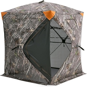 VEVOR Hunting Blind，See Through Ground Blinds with Carrying Bag, 360 Degree Portable Camouflage Tent，Durable Concealed Shelter with Silent Side Door and Window, for Turkey and Deer(1-2 Person（270°See Through ）)