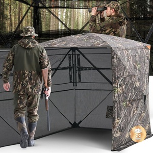 VEVOR Hunting Blind，See Through Ground Blinds with Carrying Bag, 360 Degree Portable Camouflage Tent，Durable Concealed Shelter with Silent Side Door and Window, for Turkey and Deer(2-3 Person（360° See Through ）)