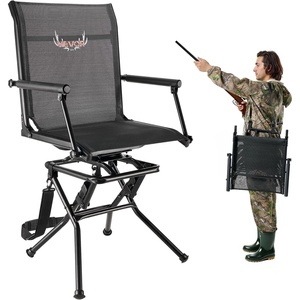 VEVOR Hunting Chair, 360° Silent Swivel, Foldable Lightweight Portable Blind Chair, Heavy-Duty Steel Frame Ground Stool Seat, with Adjustable Shoulder Strap, 300 Lbs Capacity for Fishing, Camping(Breathable Fabric 300 lbs)
