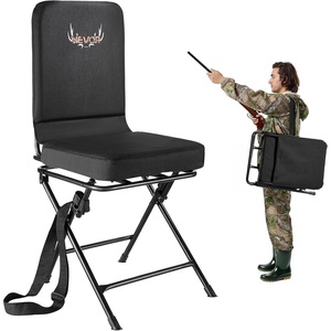 VEVOR Hunting Chair, 360° Silent Swivel, Foldable Lightweight Portable Blind Chair, Heavy-Duty Steel Frame Ground Stool Seat, with Adjustable Shoulder Strap, 300 Lbs Capacity for Fishing, Camping(Thickened Seat Cushion)