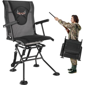 VEVOR Hunting Chair, 360° Silent Swivel, Foldable Lightweight Portable Blind Chair, Heavy-Duty Steel Frame Ground Stool Seat, with Adjustable Shoulder Strap, 300 Lbs Capacity for Fishing, Camping(Mild Waterproof)