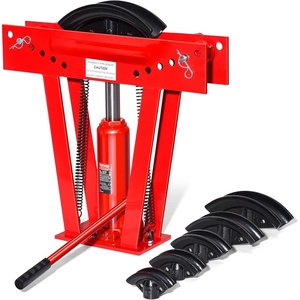 VEVOR Hydraulic Pipe Bender, 12 Ton Manual Copper Exhaust Pipe Bending Machine with 6 Dies (1/2″ – 2″) and 90-180° Adjustable Rollers, Heavy-Duty Pipe Tube Bender for Piping Railing Construction