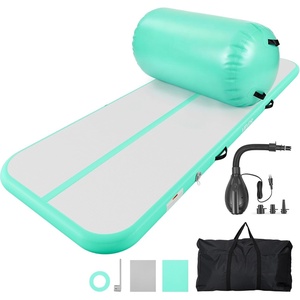 VEVOR Inflatable Air Gymnastics Mat & Gymnastics Barrel, 4 Inch Thick Tumble Track Mat 3.3/10/20 Ft, Inflatable Training Floor Mat with Air Pump for Gym Cheerleading Yoga Home & Outdoor(Light Green)