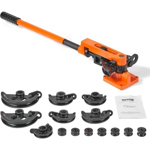 VEVOR Pipe Tube Bender, 3/8″ to 1″ Manual Pipe Tube Bender, with 7 Dies, Heavy Duty Tube Bender Tubing of Steel Metal Copper, for Repair Shops, Blue(Orange)