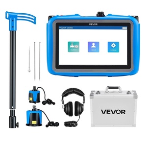 VEVOR Pipe Water Leak Detector for Outdoors, 1Hz-10000Hz, 7″ Touchscreen Leakage Detection Locator for 16.4FT (5m) Underground Plumbing – with Medium & Large Sensor, 3 Listening Rods, Headphone & Case