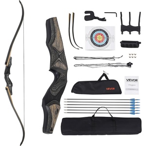 VEVOR Recurve Bow and Arrows Kit, 60 inch Wooden Takedown Bows, Right Handed Ergonomic Archery Recurve Bow Package, Longbow for Outdoor Target Training Practice Hunting, Beginners to Advanced(50LB)
