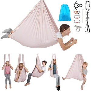 VEVOR Sensory Swing for Kids & Adults, Maximum 300 lbs Load Aerial Silk, Indoor & Outdoor Double Layer Therapy Cuddle Swing with 360° Swivel Hanger, Calming Compression Therapy Swing Hammock(Ash Powder)