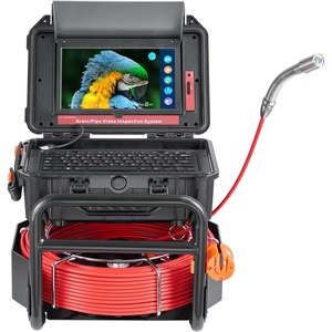 VEVOR Sewer Camera, 165 ft/50m, Self-Leveling Drain Camera with 512Hz Transmitter, Distance Counter, 9″ Screen 1080P HD Snake Plumbing Cameras with Lights-12 LED & 32GB Card for Duct Pipe(10.1″ Touchscreen)