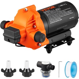 VEVOR Water Diaphragm Pump, 12V DC, 5.5 GPM Flow, 70 PSI Rated Pressure (40-100 PSI Adjustable), 1/2″ MNPT Self Priming Sprayer Pump with Pressure Switch for RV Camper Marine Boat Lawn, FCC Certified(110V  3.3GPM  45PSI)
