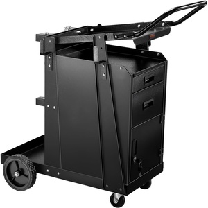 VEVOR Welding Cart, 3-Tier Welder Cart Heavy Duty with 400 Lbs Weight Capacity, 360° Swivel Wheels, Tank Storage Safety Chains, Rolling MIG Welder Cart for TIG, ARC, MMA, Plasma Cutter Welding Machine(2 Drawers)