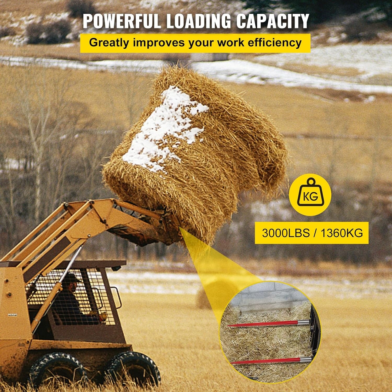image:imageMophorn Pair Hay Spear 43 Bale Spear 3000 lbs Capacity Bale Spike Quick Attach Square Hay Bale Spears 1 34 Red Coated Bale Forks Bale Hay Spike with Hex Nut amp Sleeve for Buckets Tractors Loaders39