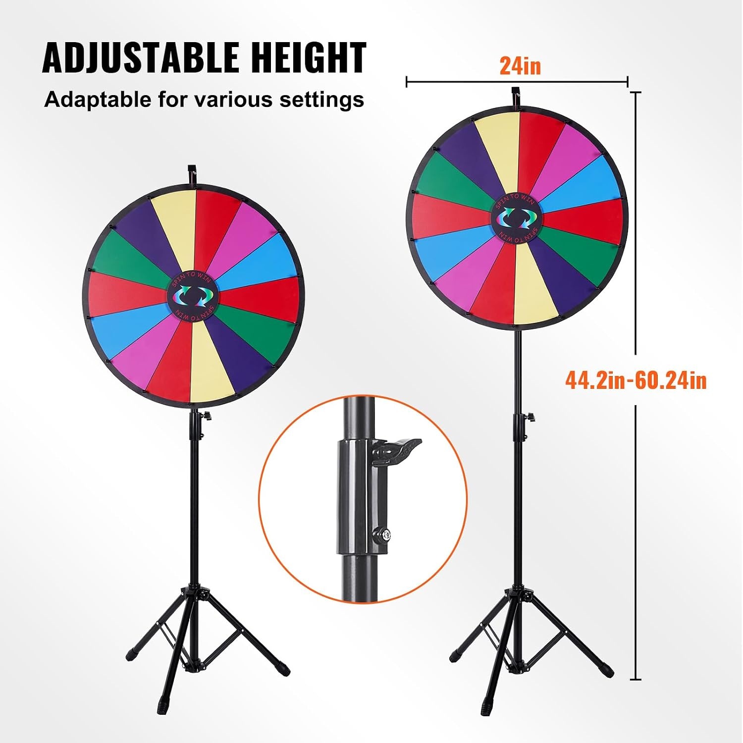 image:imageVEVOR 24 Color Prize Wheel Tripod Floor Stand Color Prize Wheel 14 Slots Dry Ease Fortune Spinner Fortune Spinning Game24 inch