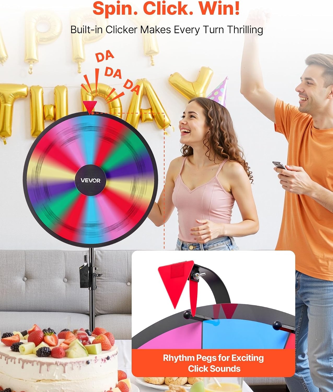 image:imageVEVOR 24 in Spinning Prize Wheel 14 Slots Spinning Wheel with Tripod Adjustable Height Win Fortune Roulette with a Dry Erase and 2 Markers 6 Colors Easy Assembly for Party Pub Trade Show Carnival