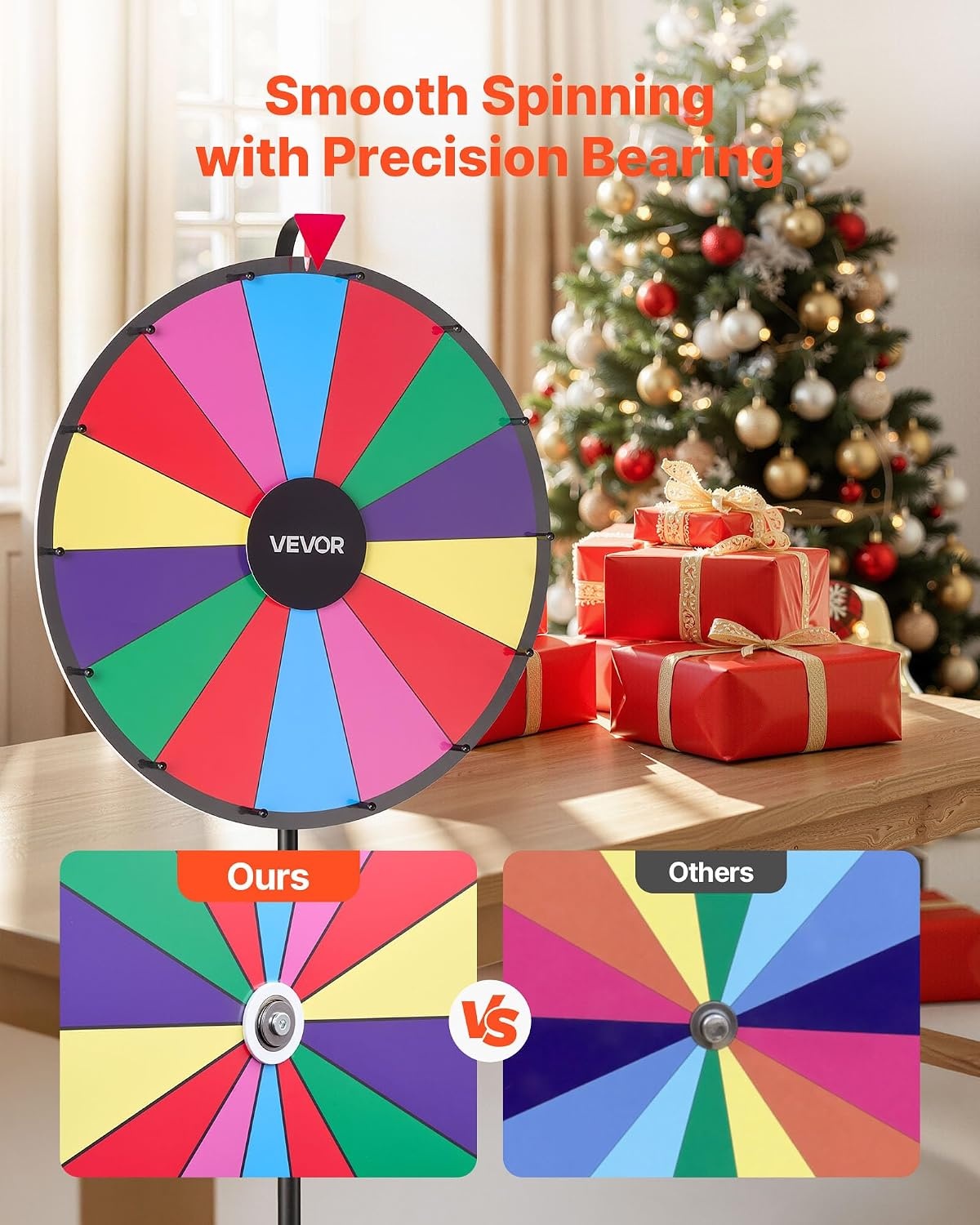 image:imageVEVOR 24 in Spinning Prize Wheel 14 Slots Spinning Wheel with Tripod Adjustable Height Win Fortune Roulette with a Dry Erase and 2 Markers 6 Colors Easy Assembly for Party Pub Trade Show Carnival