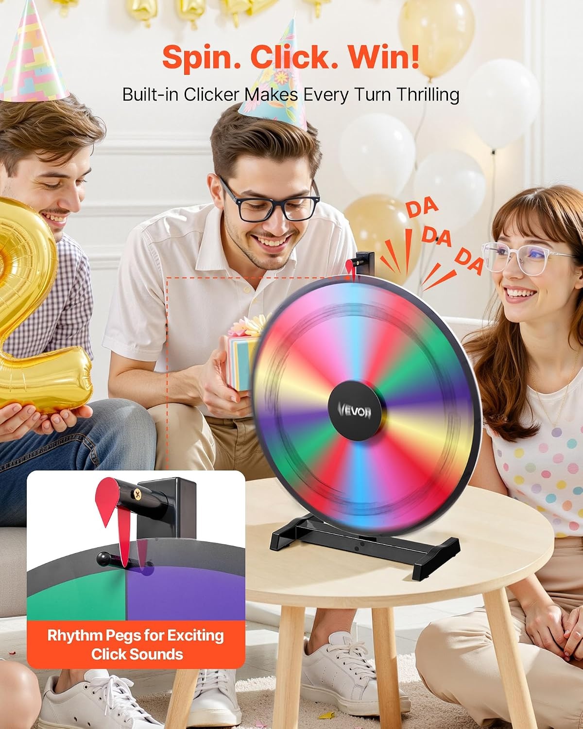 image:imageVEVOR 36 in Spinning Prize Wheel 18 Slots Spinning Wheel with Stand Adjustable Height Win Fortune Roulette with a Dry Erase and 2 Markers 6 Colors Easy Assembly for Party Pub Trade Show Carnival24 INCH TABLE TOP