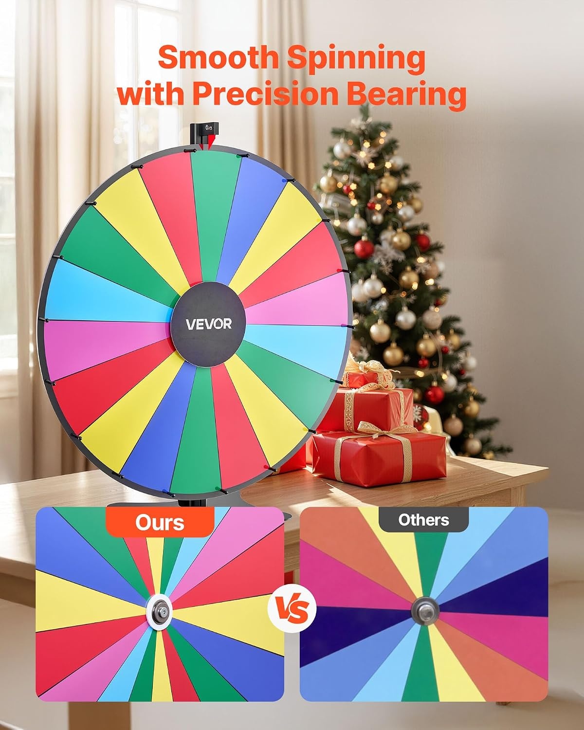 image:imageVEVOR 36 in Spinning Prize Wheel 18 Slots Spinning Wheel with Stand Adjustable Height Win Fortune Roulette with a Dry Erase and 2 Markers 6 Colors Easy Assembly for Party Pub Trade Show Carnival36 INCH