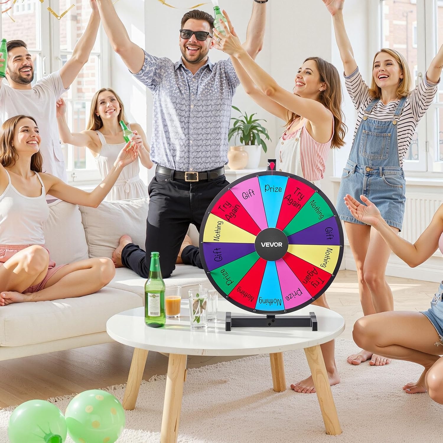 image:imageVEVOR 36 in Spinning Prize Wheel 18 Slots Spinning Wheel with Stand Adjustable Height Win Fortune Roulette with a Dry Erase and 2 Markers 6 Colors Easy Assembly for Party Pub Trade Show Carnival24 INCH TABLE TOP