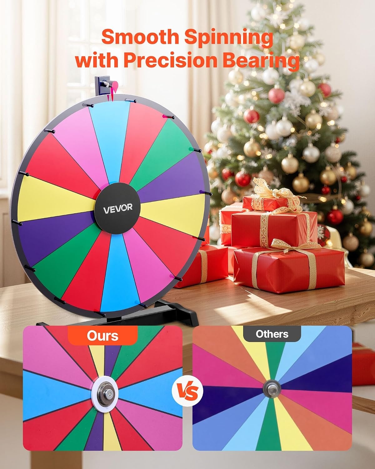 image:imageVEVOR 36 in Spinning Prize Wheel 18 Slots Spinning Wheel with Stand Adjustable Height Win Fortune Roulette with a Dry Erase and 2 Markers 6 Colors Easy Assembly for Party Pub Trade Show Carnival24 INCH TABLE TOP