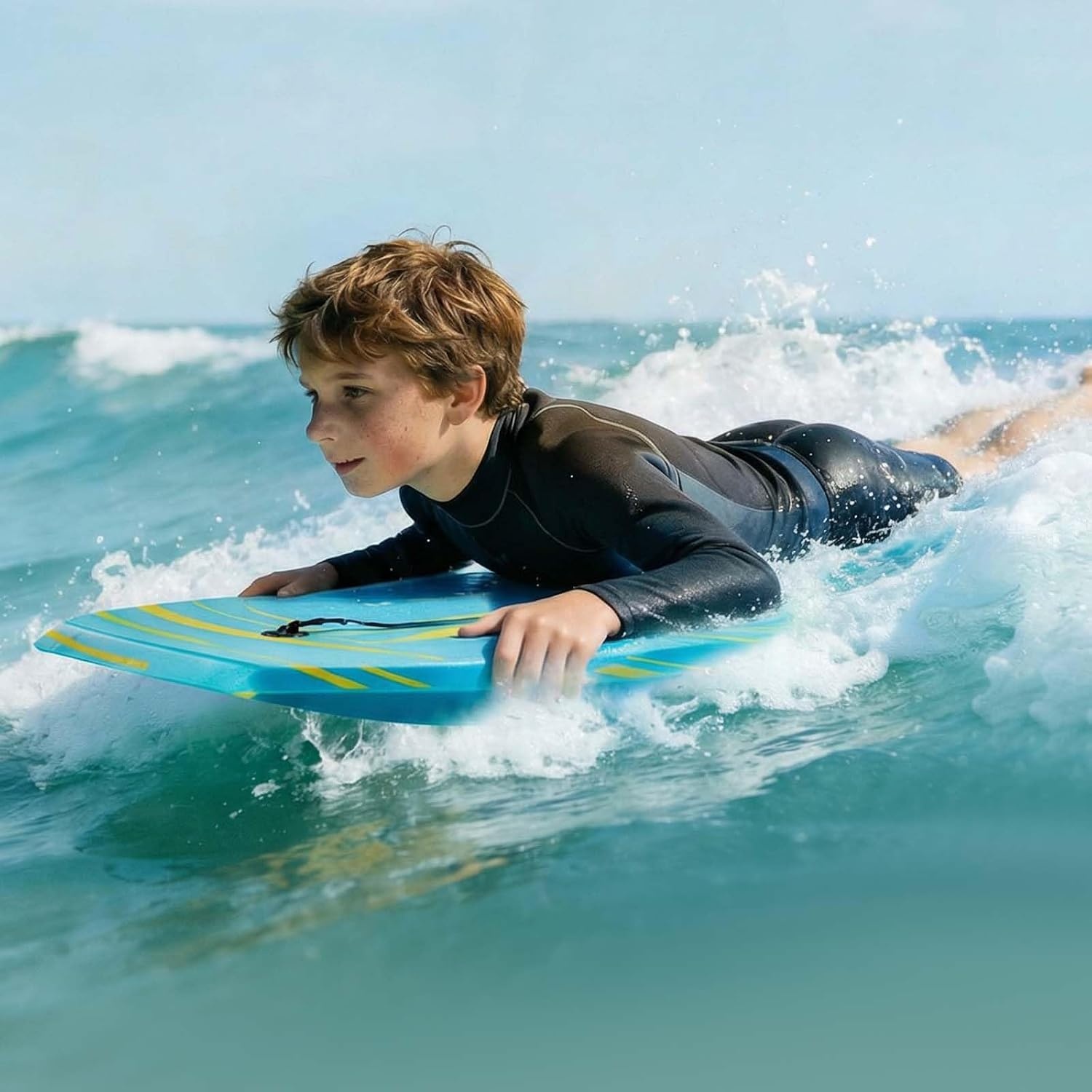 image:imageVEVOR 42Inch Bodyboard Body Board Trainer with EPS Foam Core amp Wrist Leash UVResistant Beach Bodyboard for Beginners Youth Up to 180 lbs