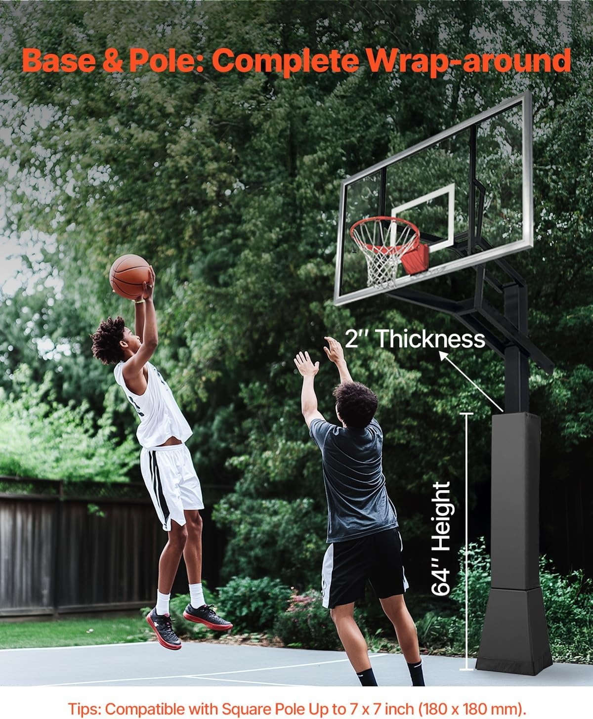 image:imageVEVOR Basketball Pole Pad 64 Tall and 2 Thick Heavy Duty Wrap Around Pole Padding Fits 6x67x7 inch Diameter Square Pole AllWeather Waterproof Protective Pad for Basement Garage Playground