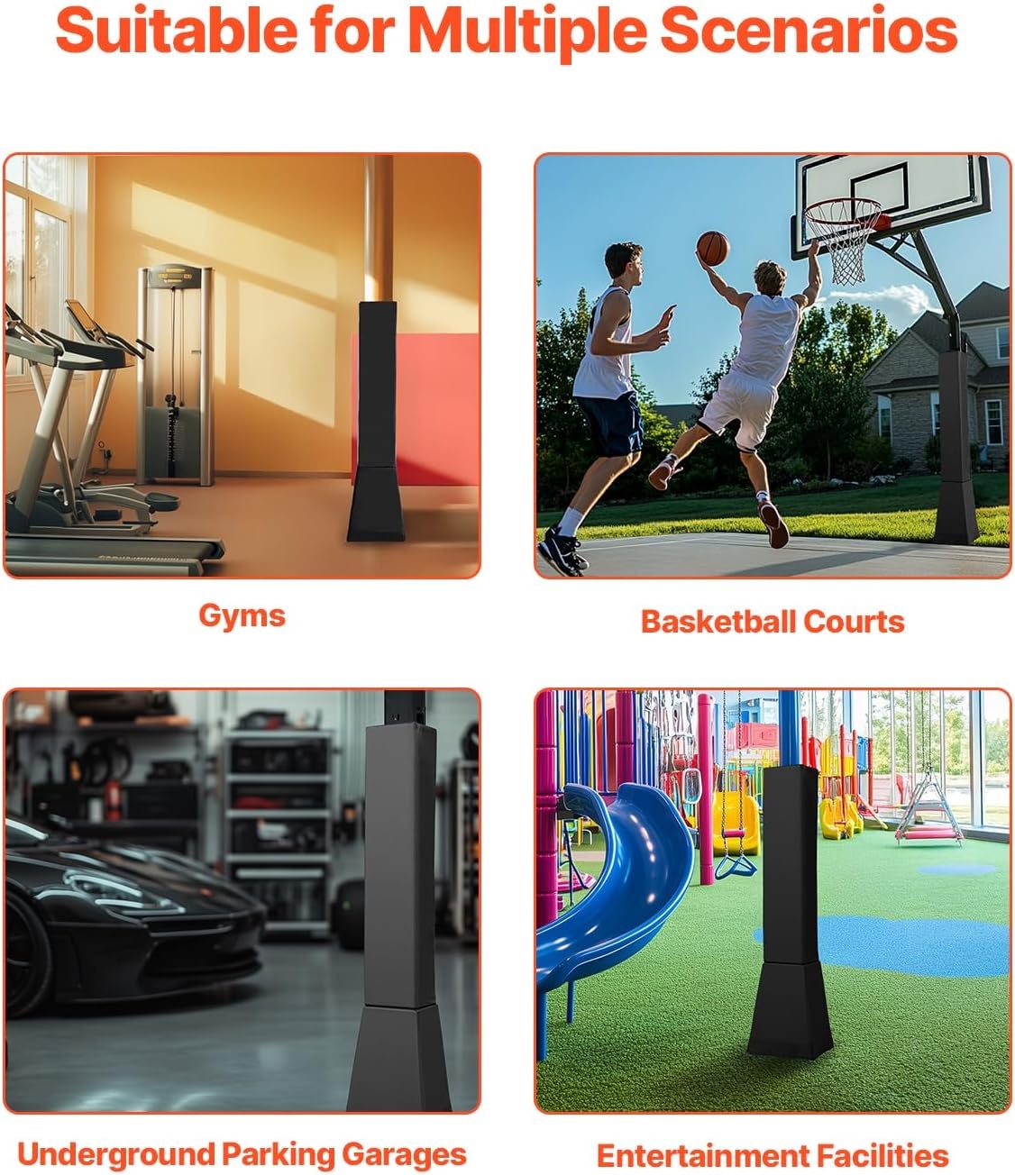 image:imageVEVOR Basketball Pole Pad 64 Tall and 2 Thick Heavy Duty Wrap Around Pole Padding Fits 6x67x7 inch Diameter Square Pole AllWeather Waterproof Protective Pad for Basement Garage Playground