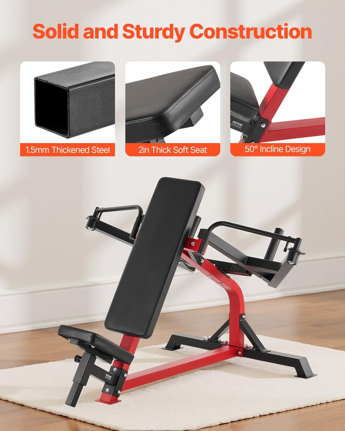image:imageVEVOR Chest Press Machine Incline Chest Fly and Rear Delt Fly Machine 450 LBS Chest Machine Adjustable Fitness Bench Press Machine Home Gym Equipment for Upper Body Strength Training Machine