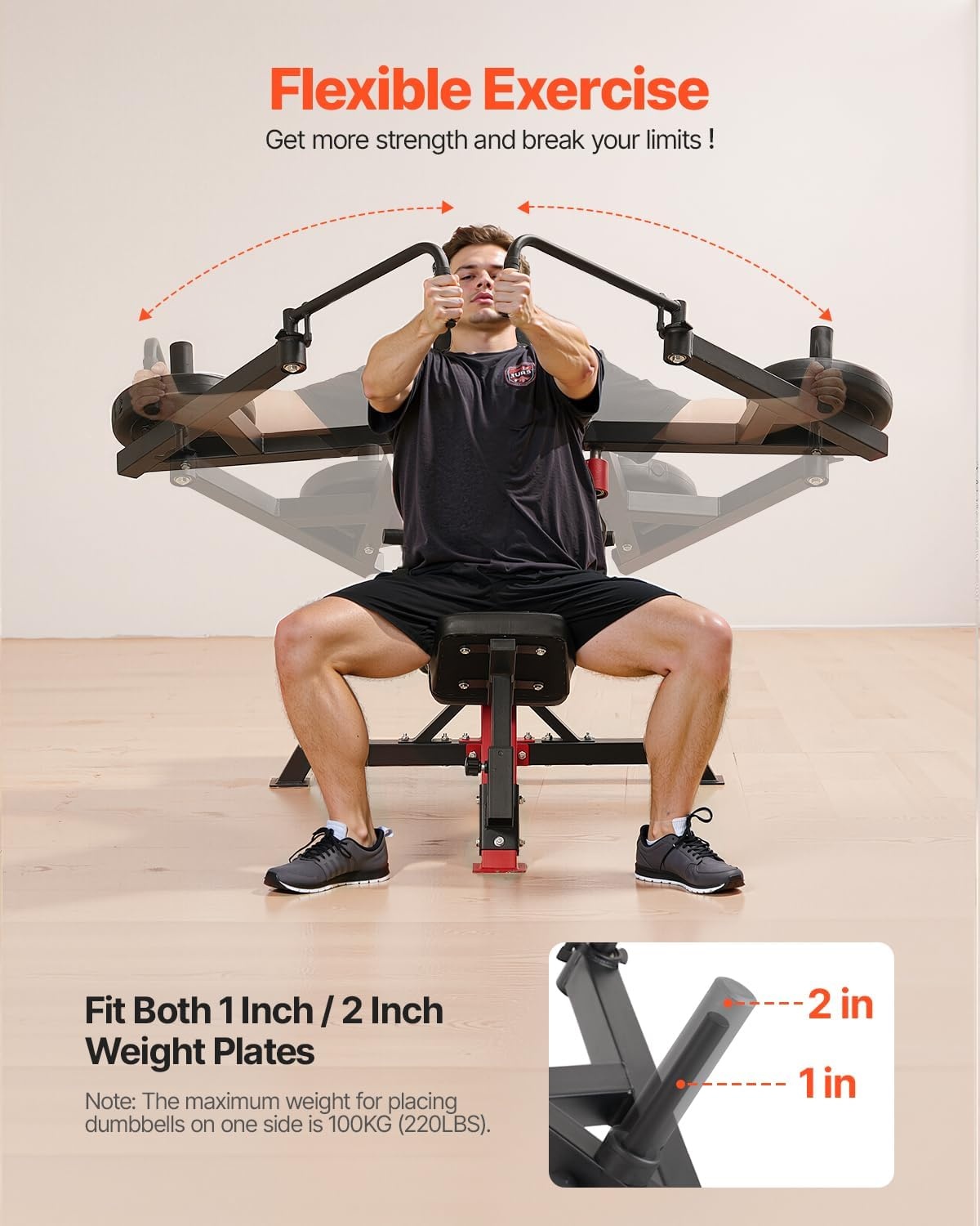image:imageVEVOR Chest Press Machine Incline Chest Fly and Rear Delt Fly Machine 450 LBS Chest Machine Adjustable Fitness Bench Press Machine Home Gym Equipment for Upper Body Strength Training Machine