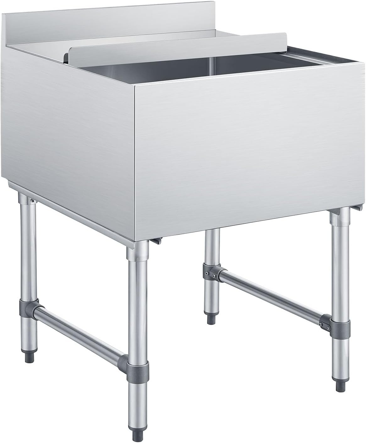 image:imageVEVOR Commercial Ice Bin Stainless Steel Ice Chest with Sliding Lid 24H LongLasting Insulation Cooler Cart Cocktail Unit for Bar Restaurant Pub NSF 24 Inch24 x 24 x 33