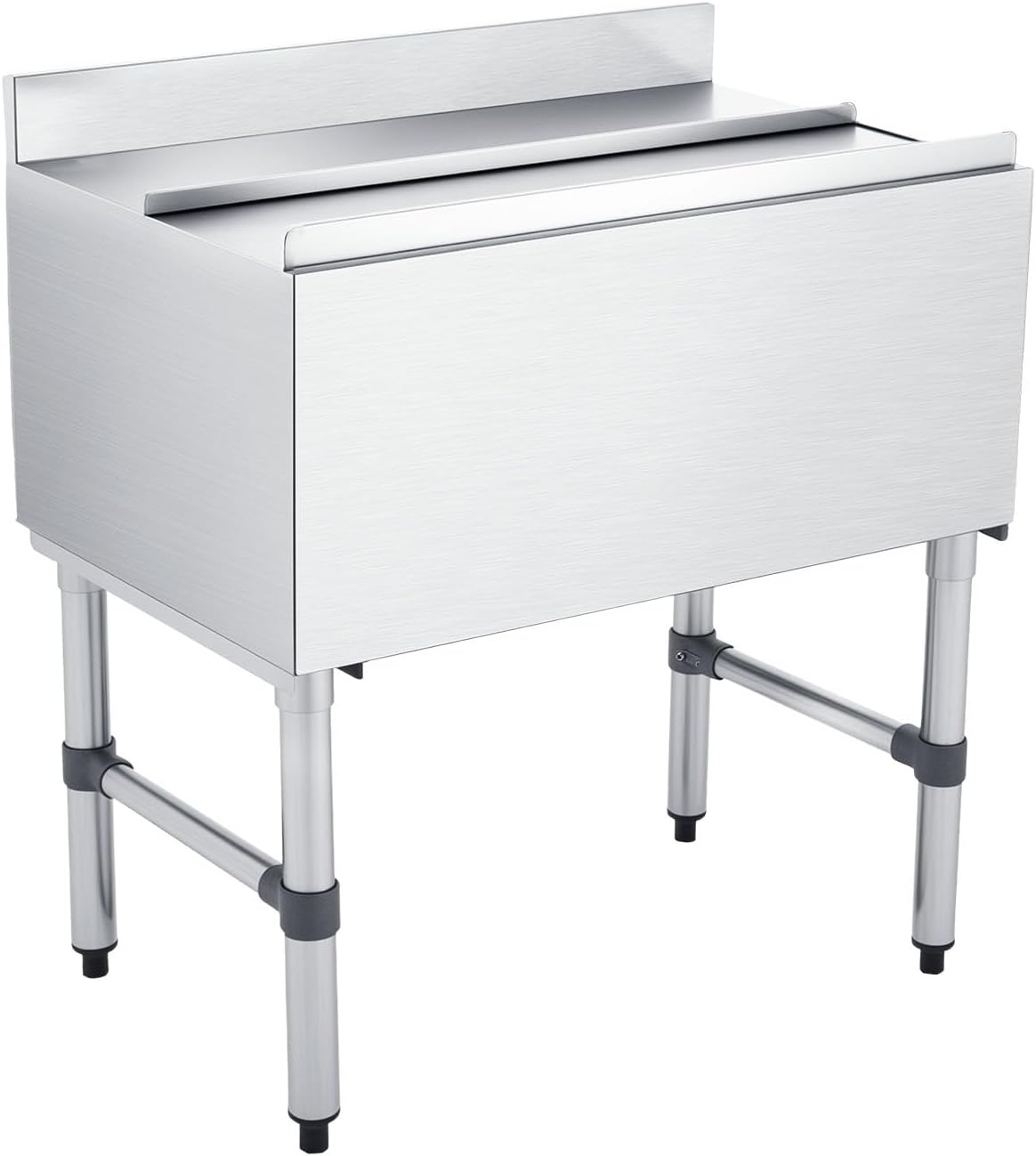 image:imageVEVOR Commercial Ice Bin19 Inch Stainless Steel Ice Chest with Sliding Lid and Bottle Holders Cooler Cart Cocktail Unit for Bar Restaurant Pub NSF Certified30 x 19 x 33