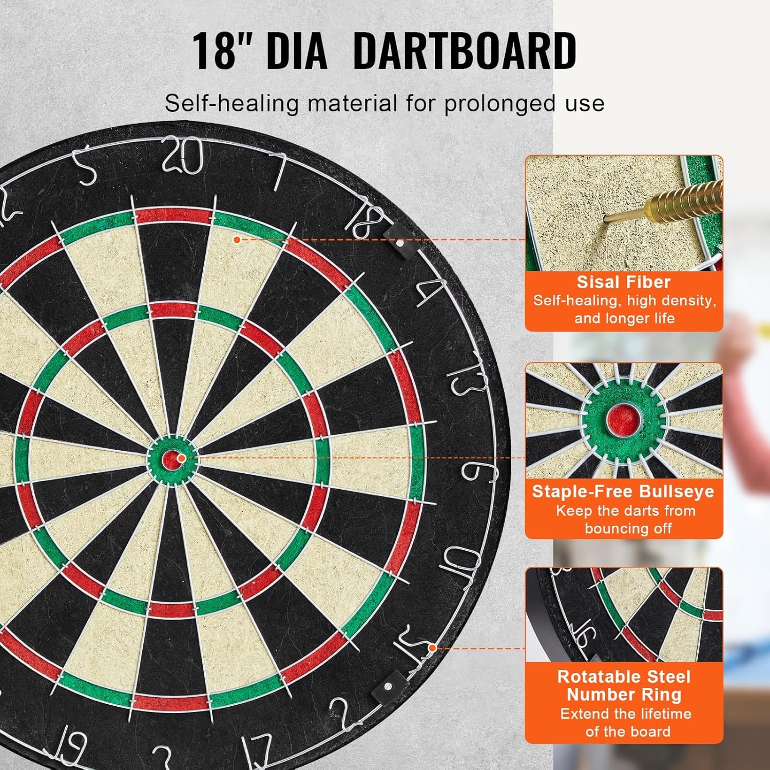 image:imageVEVOR Dart Board Cabinet Set Multiple Styles ReadytoPlay Bundle Official Size Steel Tip Dart Hideaway Cabinet Features Easy Assembly Complete with All Accessories Perfect for Cricket Games40 x 213 x 35