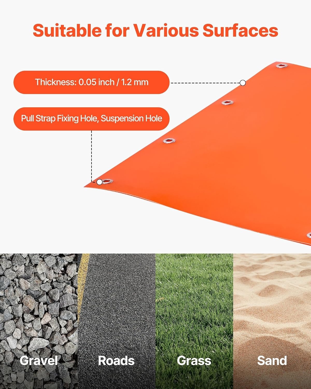 image:imageVEVOR Deer Drag Sled 728 x 228 in 550lbs Heavy Duty Yard Utility Sled TearResistant PE Drag Glider Mat with Ropes amp Handle Thickened Game Hauler for Firewood Ice Fishing Hauling Hunting