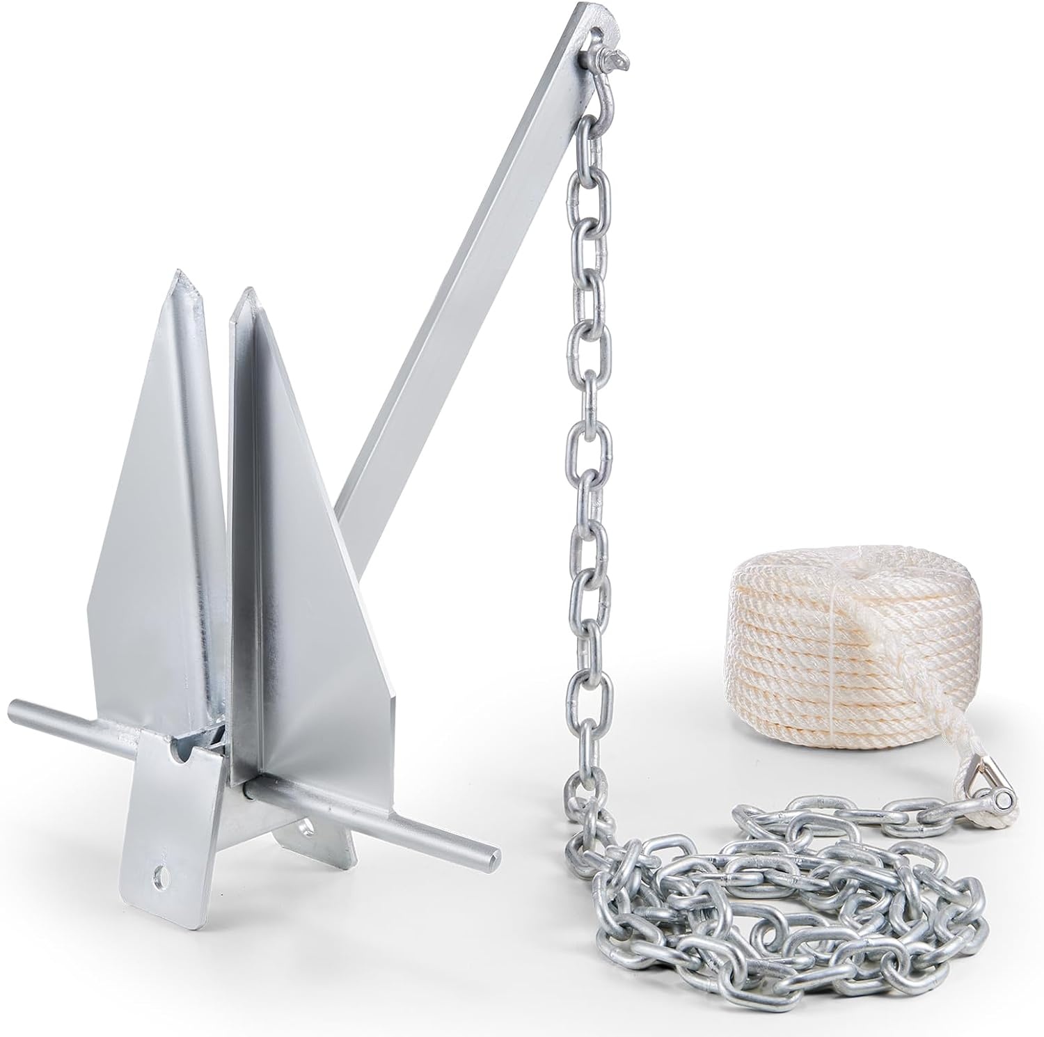 image:imageVEVOR Fluke Style Anchor KitHotDipped Galvanized Steel Fluke Anchor with 79 Chain13 lbs