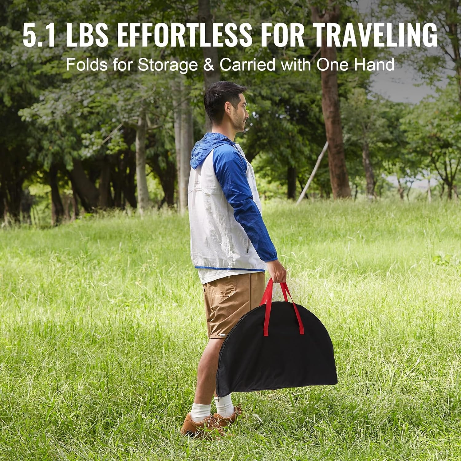 image:imageVEVOR Folding Camping Table Portable Roll Up Side Tables Lightweight Aluminum Beach Table for Outdoor BBQ Tailgating Picnic Travel 47 inchBlackRed