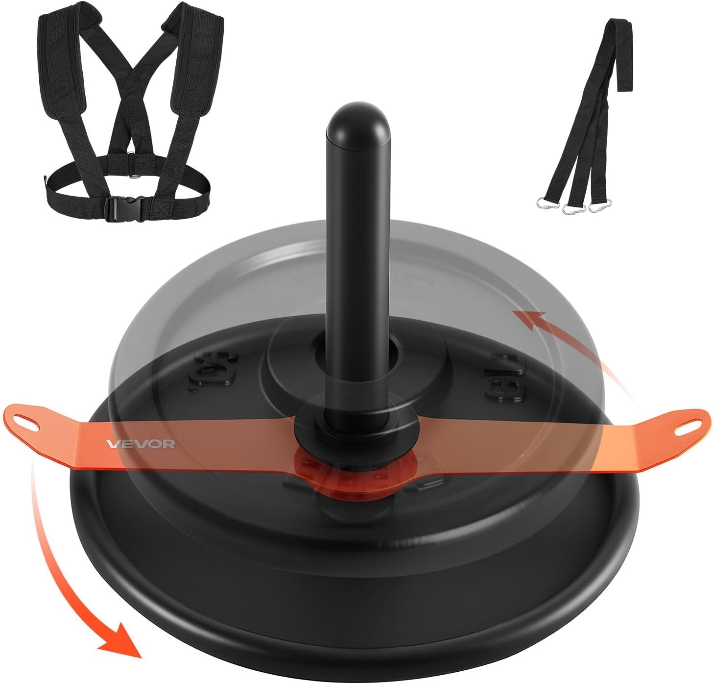 image:imageVEVOR Football Sleds and Chutes Weight Sled Football Training Pull Push Running Sled Fitness Workout Sled Push Gym Equipment Adjustable Height Handle Compatible 12 in Weight Plates360 Rotation