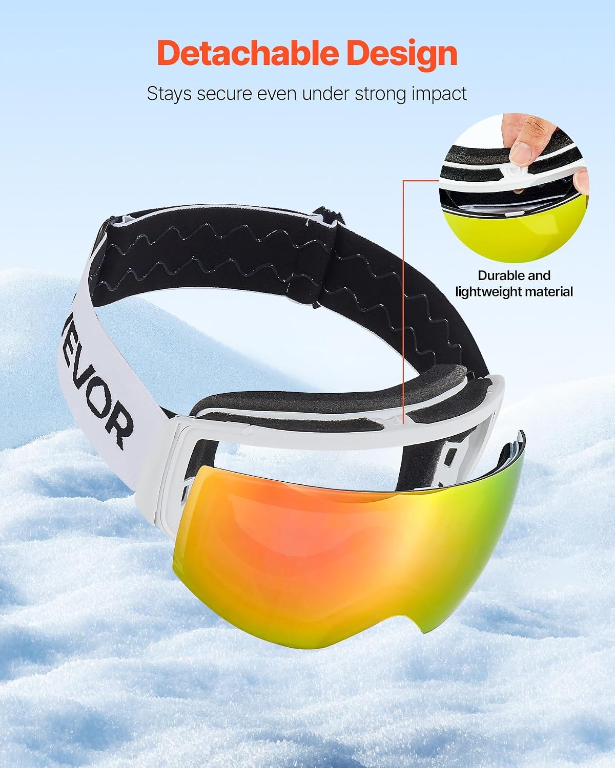 image:imageVEVOR Frameless Ski Goggles Spherical Lens with Revo Coating OTG Anti fog Snow Goggles TPU Frame amp Ventilation StructurePink Lens Vlt 818