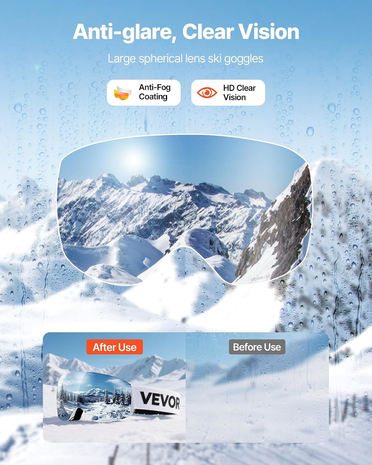 image:imageVEVOR Frameless Ski Goggles Spherical Lens with Revo Coating OTG Anti fog Snow Goggles TPU Frame amp Ventilation StructurePink Lens Vlt 818