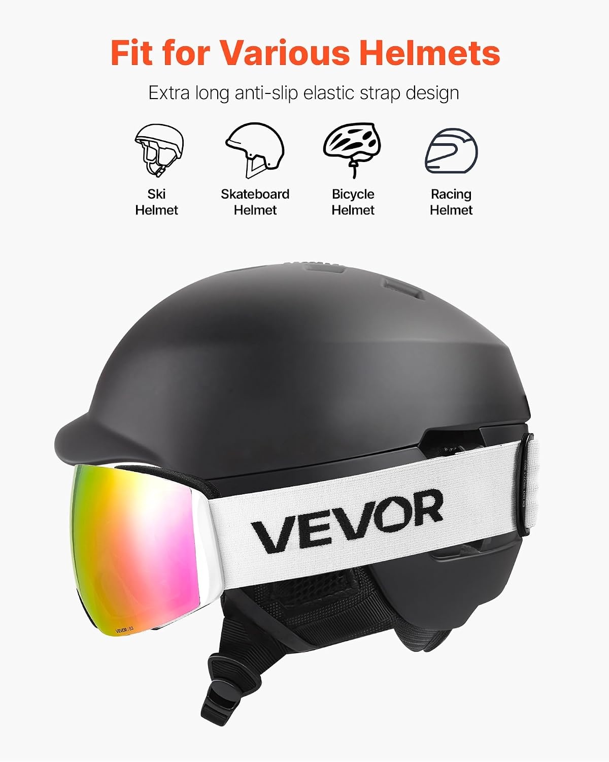 image:imageVEVOR Frameless Ski Goggles Spherical Lens with Revo Coating OTG Anti fog Snow Goggles TPU Frame amp Ventilation StructurePink Lens Vlt 818