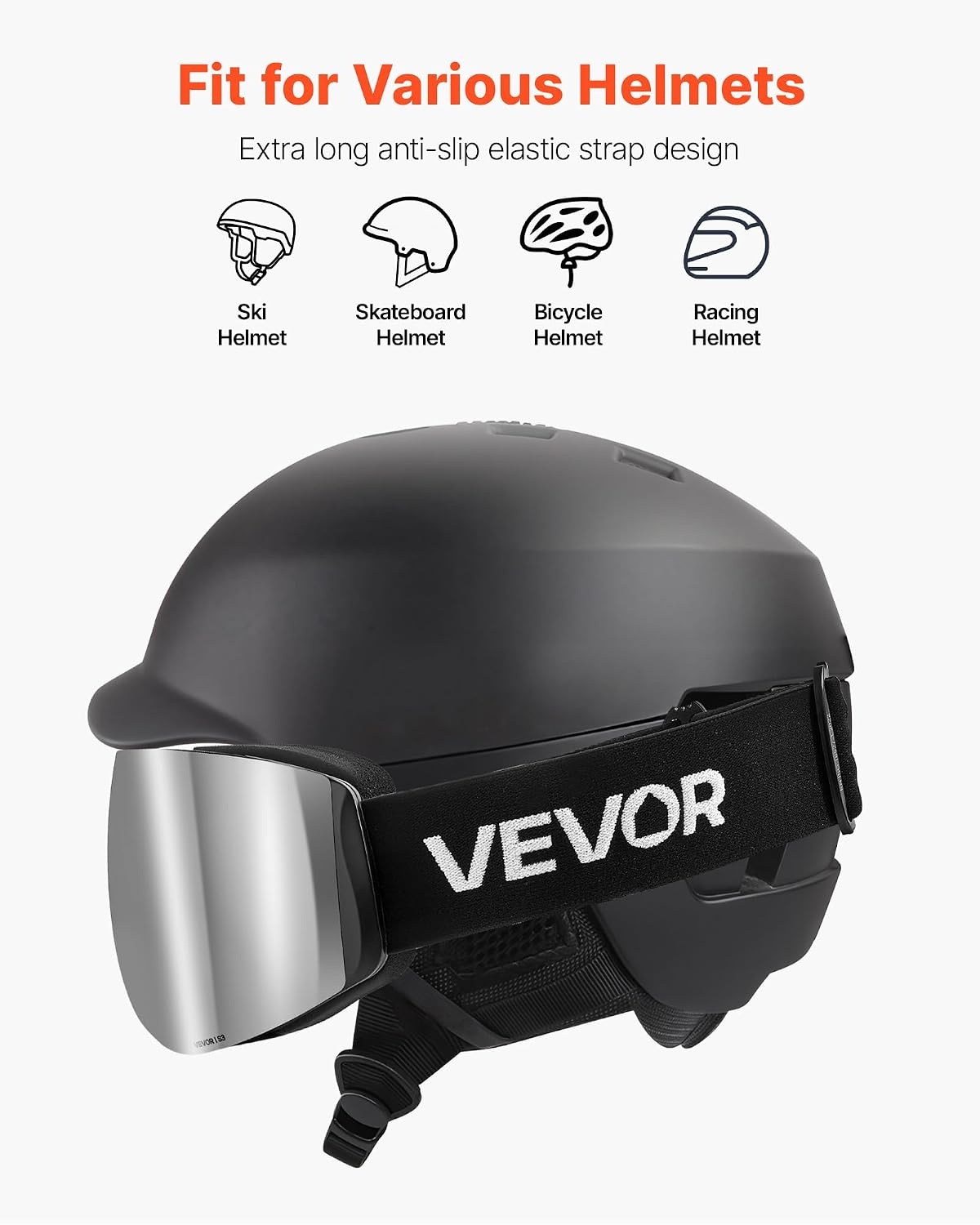 image:imageVEVOR Frameless Ski Goggles Spherical Lens with Revo Coating OTG Anti fog Snow Goggles TPU Frame amp Ventilation StructureSilver Lens Vlt 818