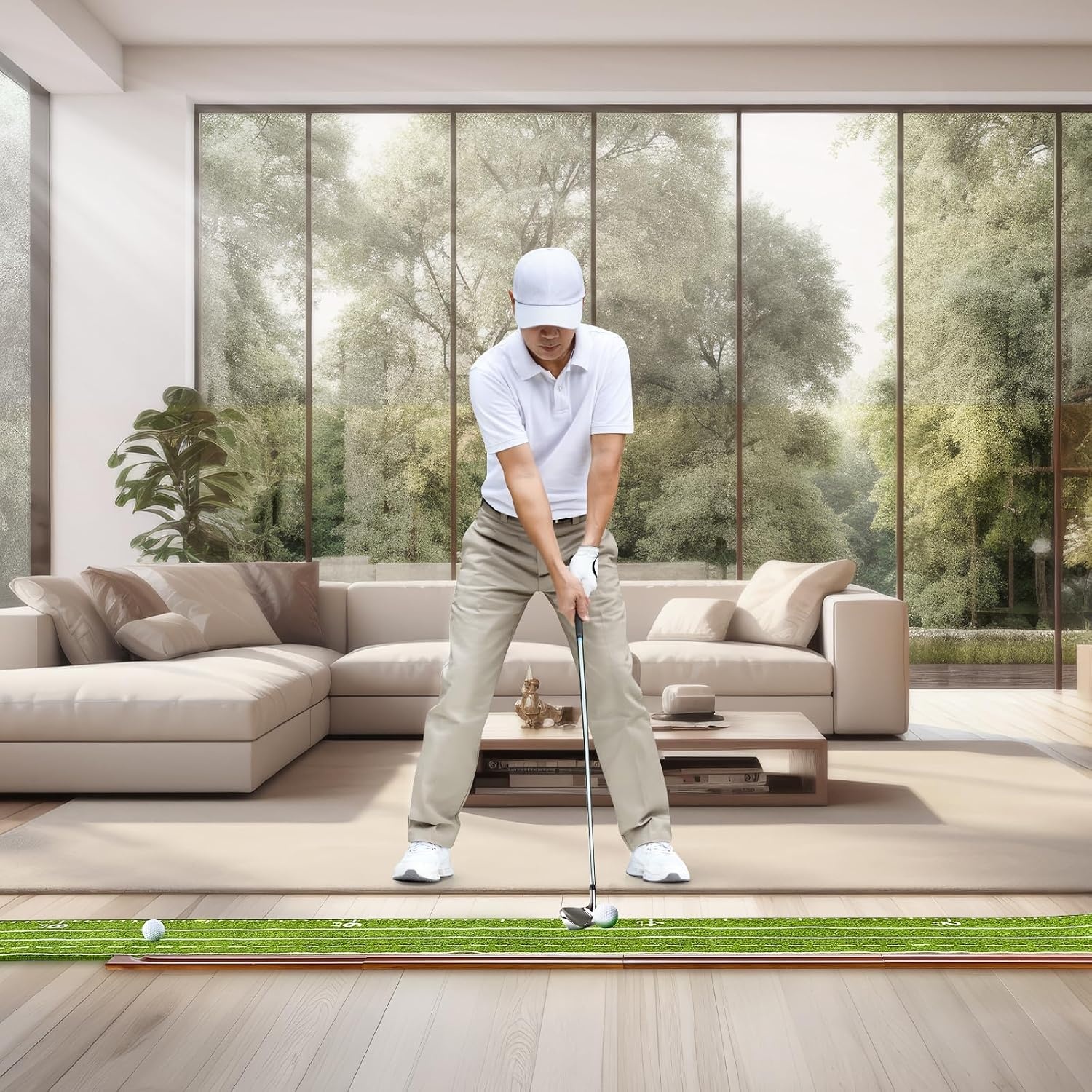 image:imageVEVOR Golf Putting Mat Putting Green Indoor Putting Matt for Indoors Sports Spin n Putt Golf Game Perfect Practice Putting Mat Golf Putting Mats Practice AutoBall Return2 Holes