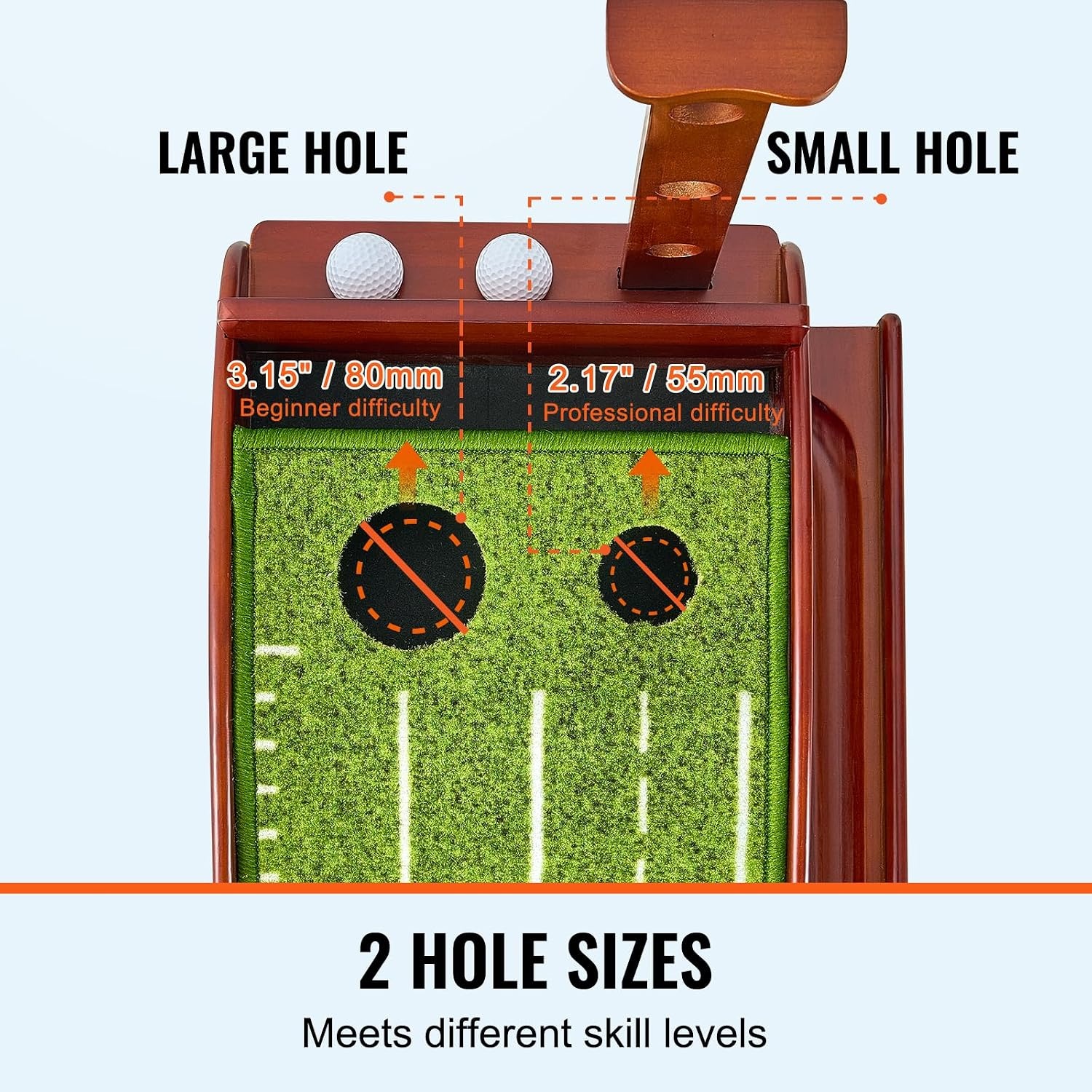 image:imageVEVOR Golf Putting Mat Putting Green Indoor Putting Matt for Indoors Sports Spin n Putt Golf Game Perfect Practice Putting Mat Golf Putting Mats Practice AutoBall Return2 Holes